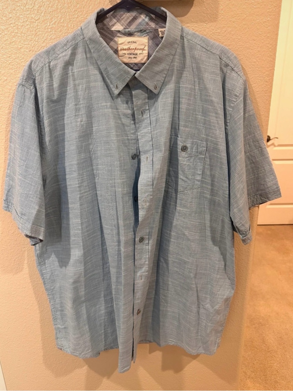 Weatherproof Light Blue Short Sleeve Button-Up Shirt-Men